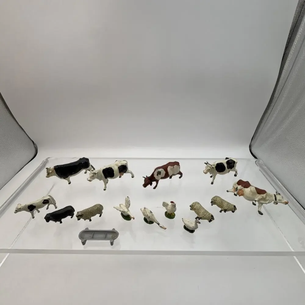 Vtg TIMPO TOYS Painted Lead Toy Britains Era Farm Animals Cows, Sheep, Fowel⬇️